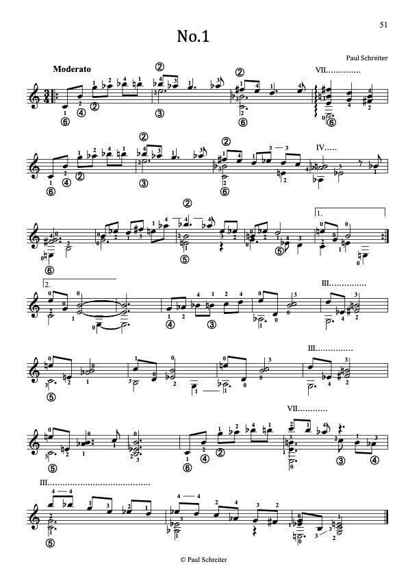 This is an excerpt of Paul Schreiter's method for guitar regarding Messiaen's third mode, showcasing an etude.